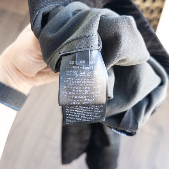 Joseph $1200 Slim Fit Suede Leggings 100% Lambskin with Stretch in Black - Picture 14 of 14